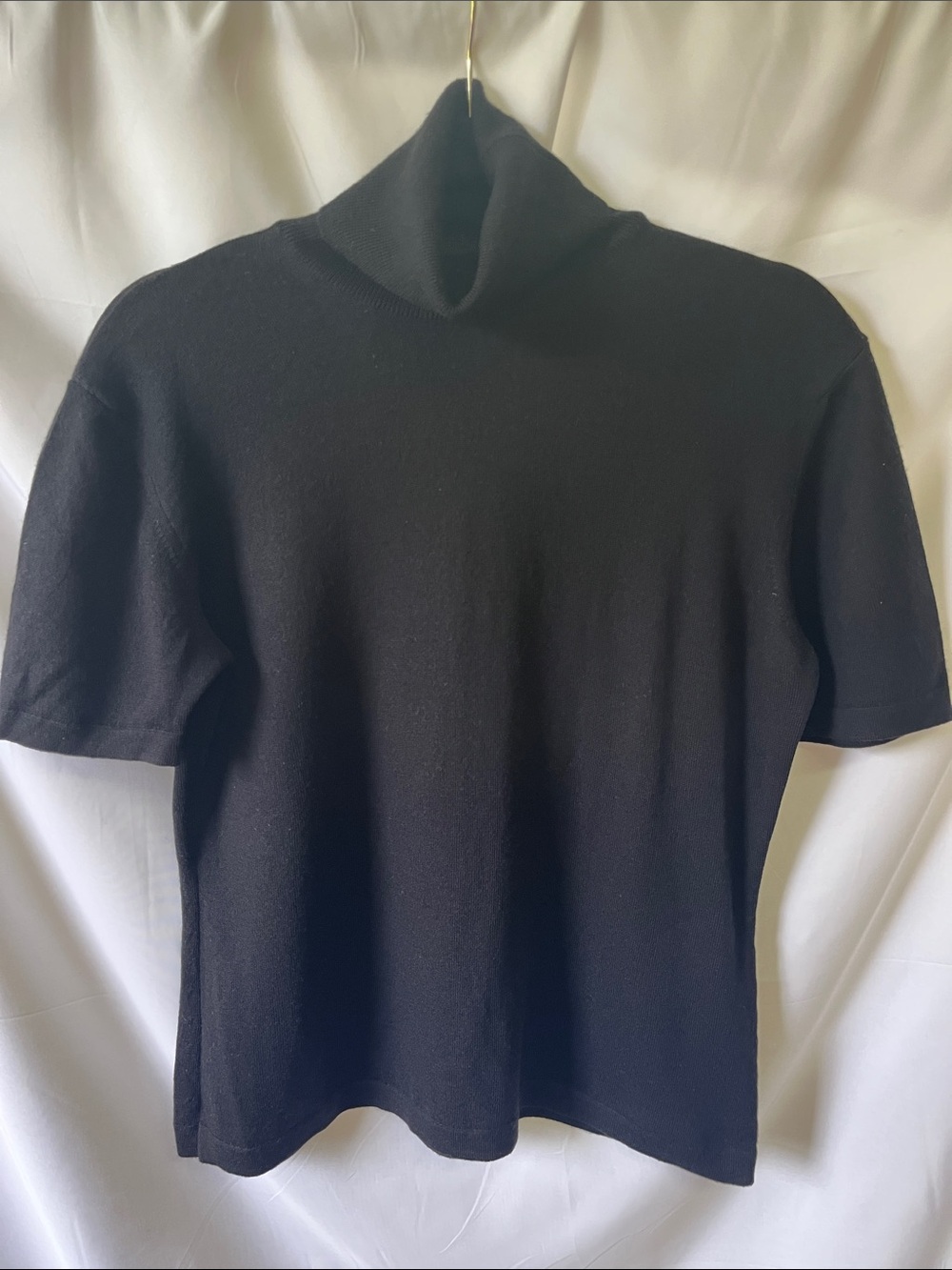 Women's Black Short-Sleeve Turtleneck Top